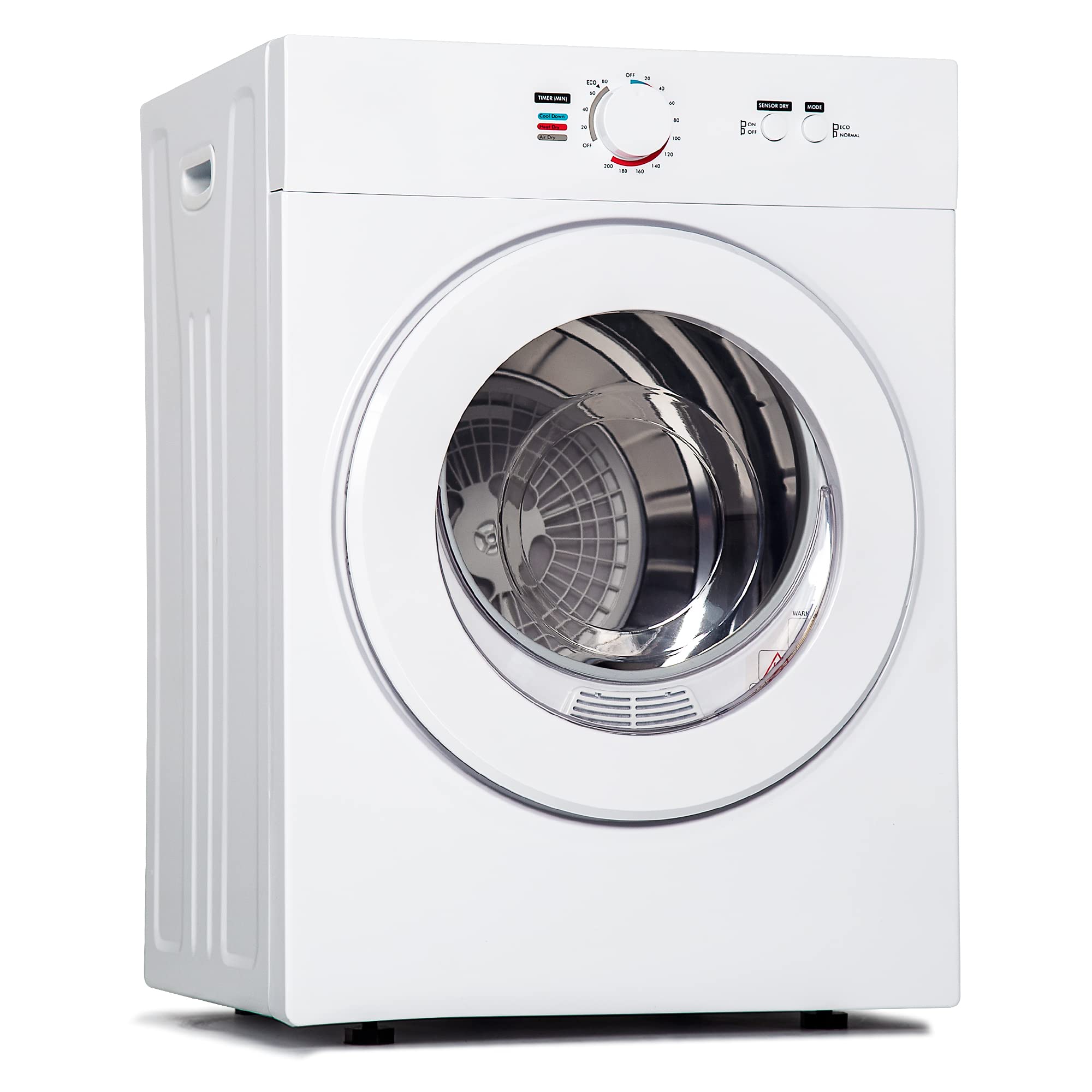 A clothes dryer with laundry inside