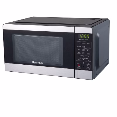 A microwave on a kitchen counter